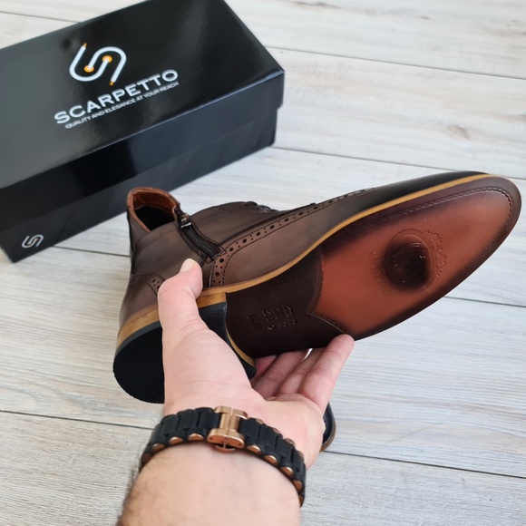 Tobacco Chelsea Leather Derby Boots